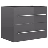 2 Piece Bathroom Furniture Set High Gloss Grey Engineered Wood - Extra Image