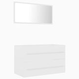 2 Piece Bathroom Furniture Set White Engineered Wood - Front View
