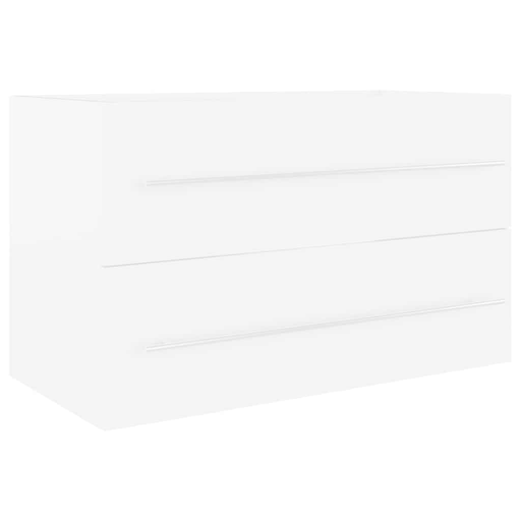 2 Piece Bathroom Furniture Set White Engineered Wood