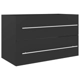 2 Piece Bathroom Furniture Set Grey Engineered Wood - Extra Image