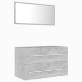 2 Piece Bathroom Furniture Set Concrete Grey Engineered Wood - Front View