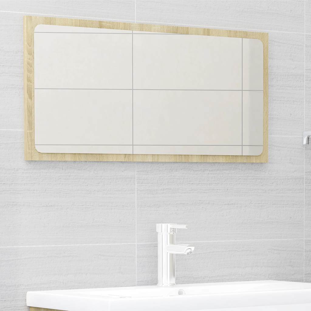 2 Piece Bathroom Furniture Set White and Sonoma Oak Engineered Wood