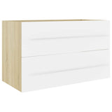 2 Piece Bathroom Furniture Set White and Sonoma Oak Engineered Wood - Extra Image