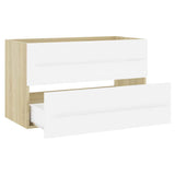 2 Piece Bathroom Furniture Set White and Sonoma Oak Engineered Wood - Extra Image