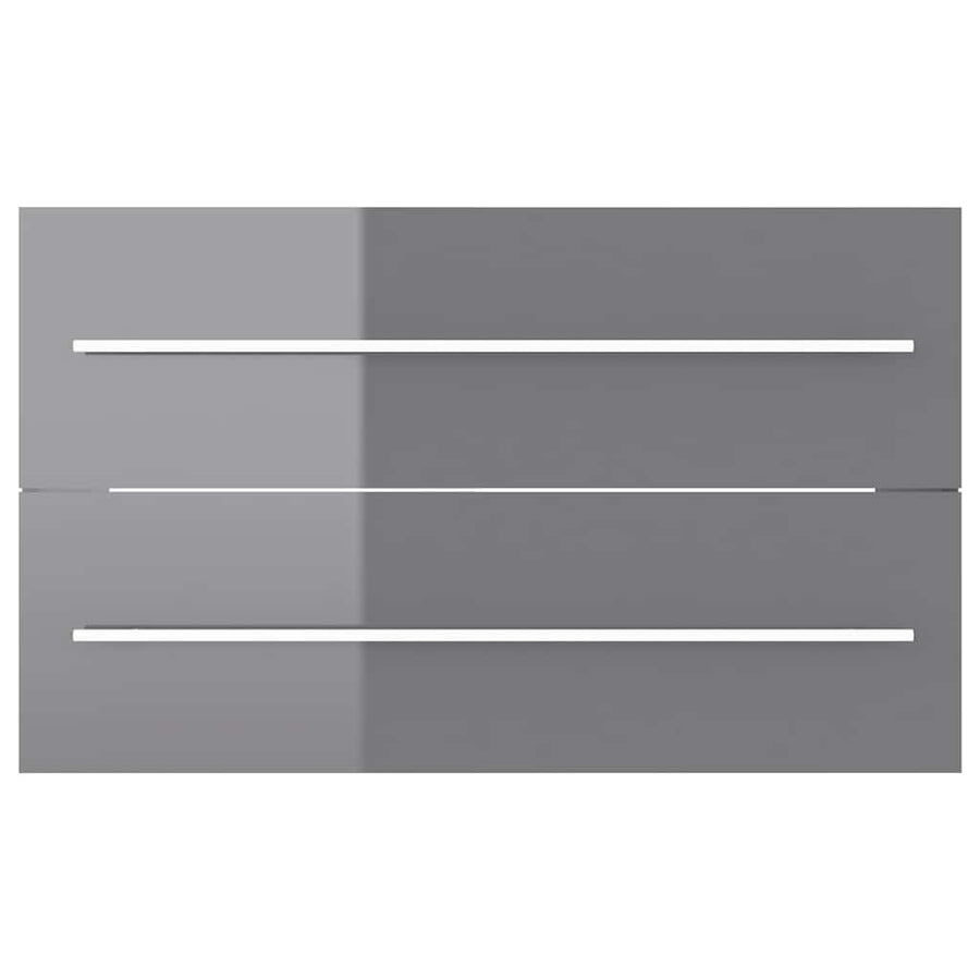2 Piece Bathroom Furniture Set High Gloss Grey Engineered Wood