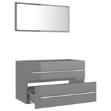 2 Piece Bathroom Furniture Set High Gloss Grey Engineered Wood