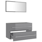 2 Piece Bathroom Furniture Set High Gloss Grey Engineered Wood