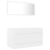 2 Piece Bathroom Furniture Set White Engineered Wood - Front View