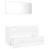 2 Piece Bathroom Furniture Set White Engineered Wood - Side View