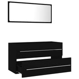 2 Piece Bathroom Furniture Set Black Engineered Wood - Side View