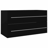 2 Piece Bathroom Furniture Set Black Engineered Wood - Close-Up Angle