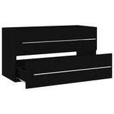 2 Piece Bathroom Furniture Set Black Engineered Wood - Low Angle