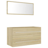 2 Piece Bathroom Furniture Set Sonoma Oak Engineered Wood - Front View