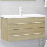 2 Piece Bathroom Furniture Set Sonoma Oak Engineered Wood - Rear View
