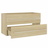 2 Piece Bathroom Furniture Set Sonoma Oak Engineered Wood - Low Angle