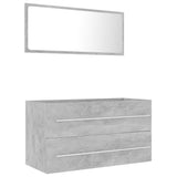2 Piece Bathroom Furniture Set Concrete Grey Engineered Wood - Front View