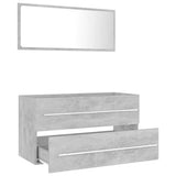 2 Piece Bathroom Furniture Set Concrete Grey Engineered Wood - Side View