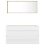 2 Piece Bathroom Furniture Set White and Sonoma Oak Engineered Wood