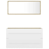 2 Piece Bathroom Furniture Set White and Sonoma Oak Engineered Wood - Top-Down View