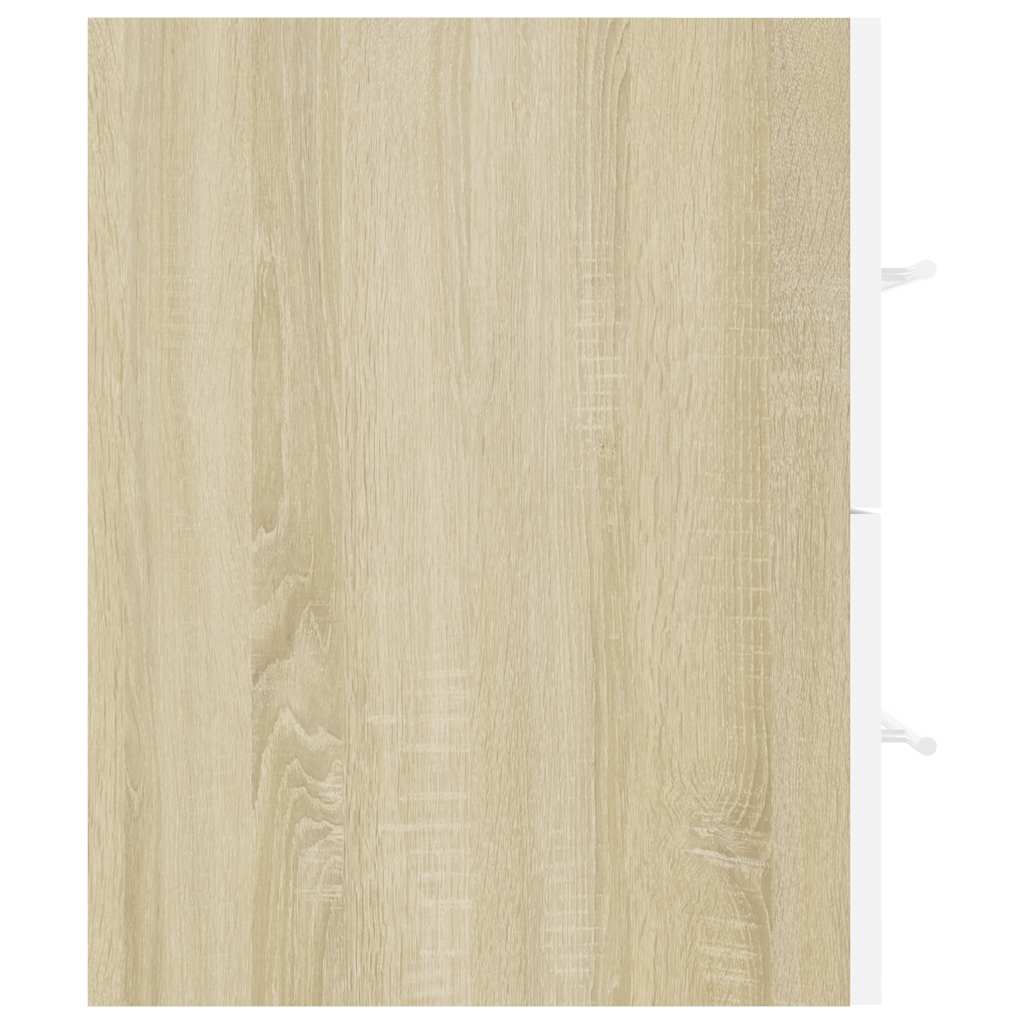 2 Piece Bathroom Furniture Set White and Sonoma Oak Engineered Wood