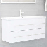 2 Piece Bathroom Furniture Set White Engineered Wood - Extra Image