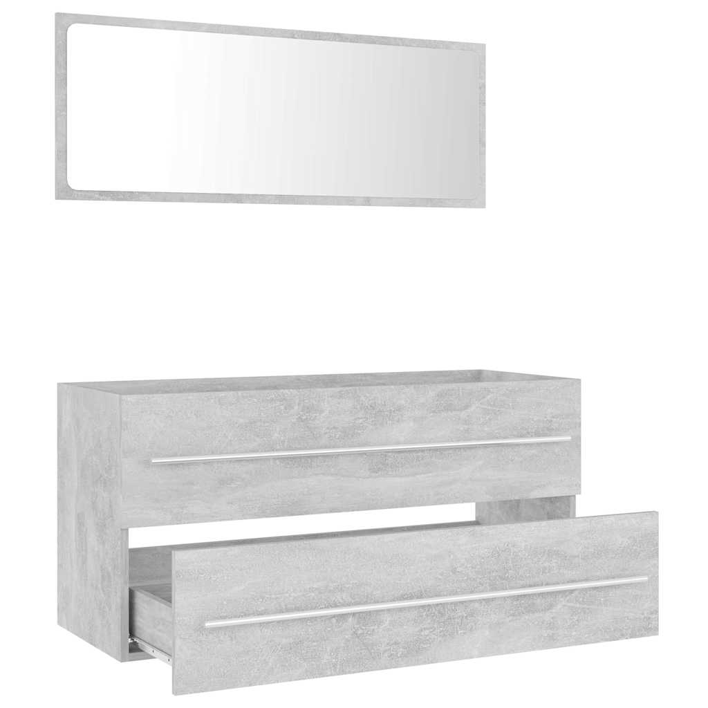 2 Piece Bathroom Furniture Set Concrete Grey Engineered Wood