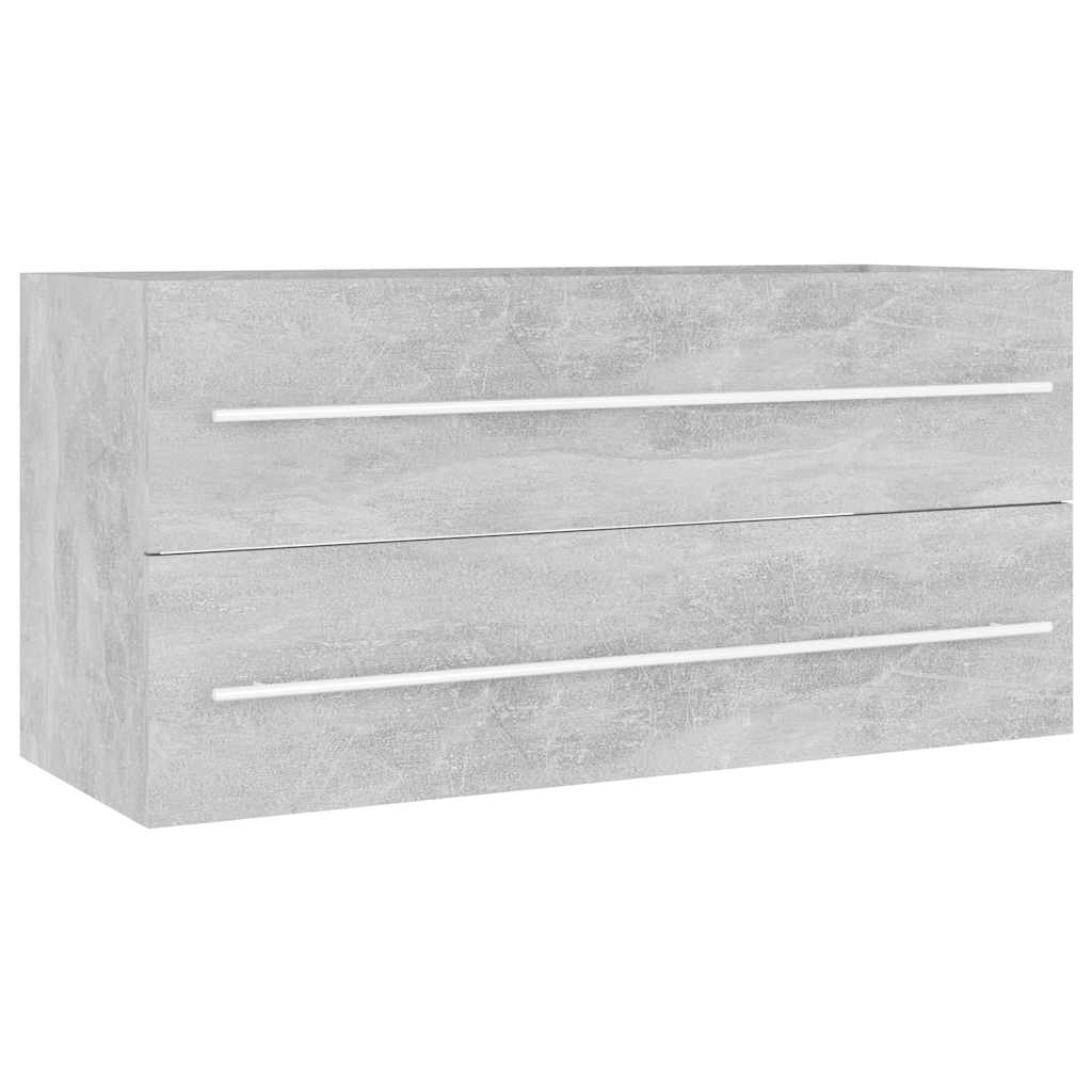 2 Piece Bathroom Furniture Set Concrete Grey Engineered Wood