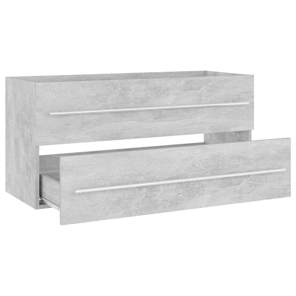 2 Piece Bathroom Furniture Set Concrete Grey Engineered Wood