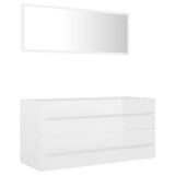 2 Piece Bathroom Furniture Set High Gloss White Engineered Wood - Front View