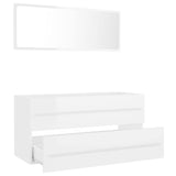 2 Piece Bathroom Furniture Set High Gloss White Engineered Wood - Side View