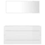 2 Piece Bathroom Furniture Set High Gloss White Engineered Wood - Top-Down View