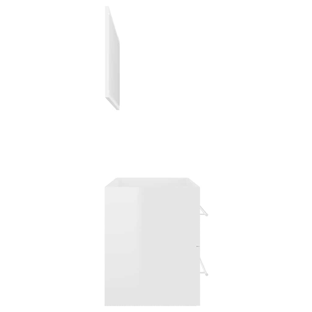 2 Piece Bathroom Furniture Set High Gloss White Engineered Wood