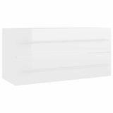 2 Piece Bathroom Furniture Set High Gloss White Engineered Wood - Rear View