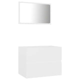 2 Piece Bathroom Furniture Set White Engineered Wood - Front View