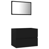 2 Piece Bathroom Furniture Set Black Engineered Wood - Front View