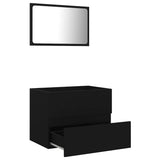 2 Piece Bathroom Furniture Set Black Engineered Wood - Side View