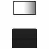 2 Piece Bathroom Furniture Set Black Engineered Wood - 45-Degree Angle