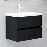 2 Piece Bathroom Furniture Set Black Engineered Wood - Extra Image
