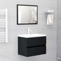 2 Piece Bathroom Furniture Set Black Engineered Wood