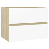 2 Piece Bathroom Furniture Set White and Sonoma Oak Engineered Wood - Extra Image