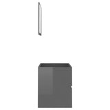 2 Piece Bathroom Furniture Set High Gloss Grey Engineered Wood