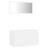 2 Piece Bathroom Furniture Set White Engineered Wood - Front View