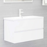 2 Piece Bathroom Furniture Set White Engineered Wood - Extra Image