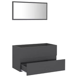 2 Piece Bathroom Furniture Set Grey Engineered Wood - Side View