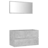 2 Piece Bathroom Furniture Set Concrete Grey Engineered Wood - Front View