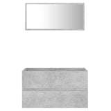 2 Piece Bathroom Furniture Set Concrete Grey Engineered Wood - Top-Down View