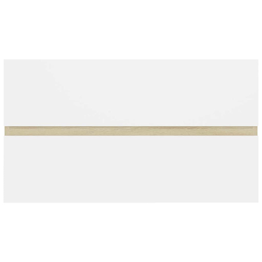 2 Piece Bathroom Furniture Set White and Sonoma Oak Engineered Wood