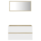 2 Piece Bathroom Furniture Set White and Sonoma Oak Engineered Wood