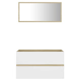 2 Piece Bathroom Furniture Set White and Sonoma Oak Engineered Wood - Top-Down View