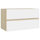 2 Piece Bathroom Furniture Set White and Sonoma Oak Engineered Wood - Extra Image